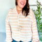 Embrace Joy Beige & Ivory Collar Stripe Bow Tie Terry Top - DAVERRI FASHIONS