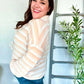 Embrace Joy Beige & Ivory Collar Stripe Bow Tie Terry Top - DAVERRI FASHIONS