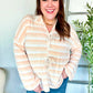 Embrace Joy Beige & Ivory Collar Stripe Bow Tie Terry Top - DAVERRI FASHIONS