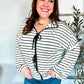 Embrace Joy Black & White Collared Stripe Ribbon Bow Tie Top - DAVERRI FASHIONS