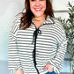 Embrace Joy Black & White Collared Stripe Ribbon Bow Tie Top - DAVERRI FASHIONS