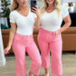 Judy Blue Pink High Rise Control Top Wide Leg Crop Jeans Jeans