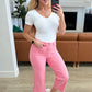 Judy Blue Pink High Rise Control Top Wide Leg Crop Jeans Jeans