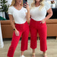Judy Blue Red High Rise Control Top Wide Leg Crop Jeans Jeans