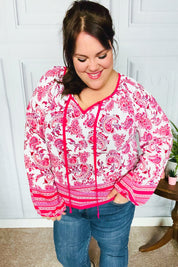 Haptics Bubble Sleeve Paisley Boho Front Tie Blouse | Blouses Daverri Fashions