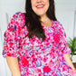 Feeling Femmi Pink & Fuchsia Floral Peplum Woven Top - DAVERRI FASHIONS