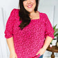 Perfectly You Fuchsia Floral Three Quarter Sleeve Square Neck Top - DAVERRI FASHIONS