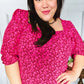 Perfectly You Fuchsia Floral Three Quarter Sleeve Square Neck Top - DAVERRI FASHIONS