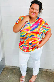 Watercolor Paint Strokes V Neck Top | Daverri Fashions