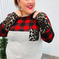All Of Me Grey & Red Plaid Animal Print Pocketed Top - DAVERRI FASHIONS