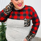 All Of Me Grey & Red Plaid Animal Print Pocketed Top - DAVERRI FASHIONS