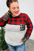 All Of Me Grey & Red Plaid Animal Print Pocketed Top - DAVERRI FASHIONS