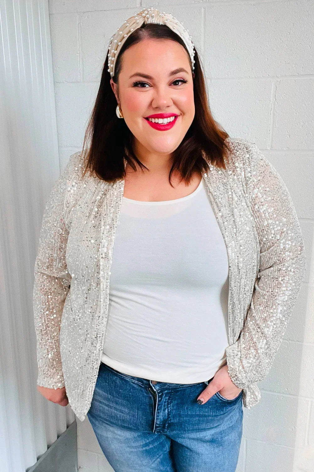 Be Your Own Star Silver Sequin Open Blazer | Daverri Fashions