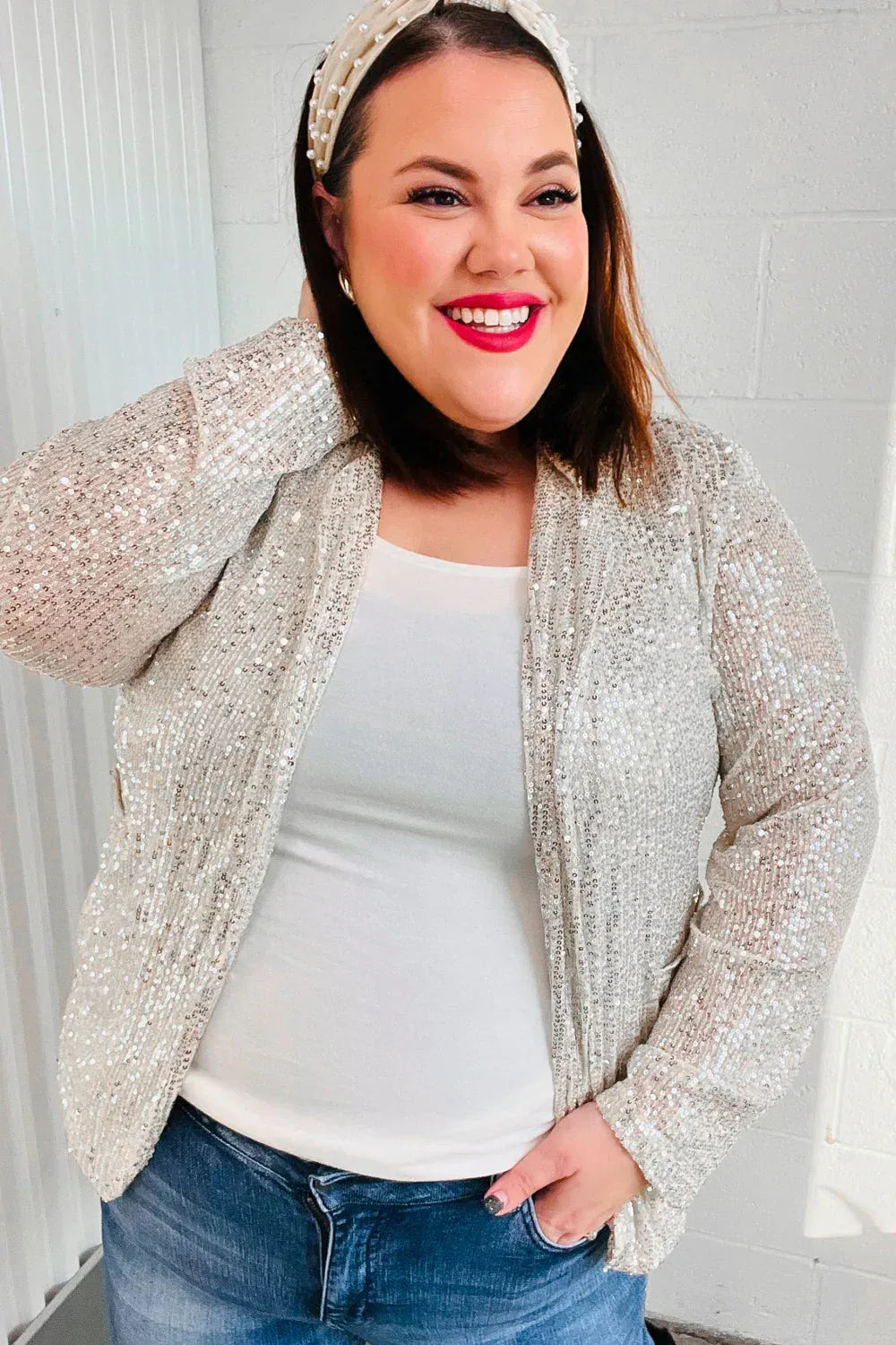 Be Your Own Star Silver Sequin Open Blazer - DAVERRI FASHIONS