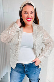 Be Your Own Star Silver Sequin Open Blazer | Daverri Fashions