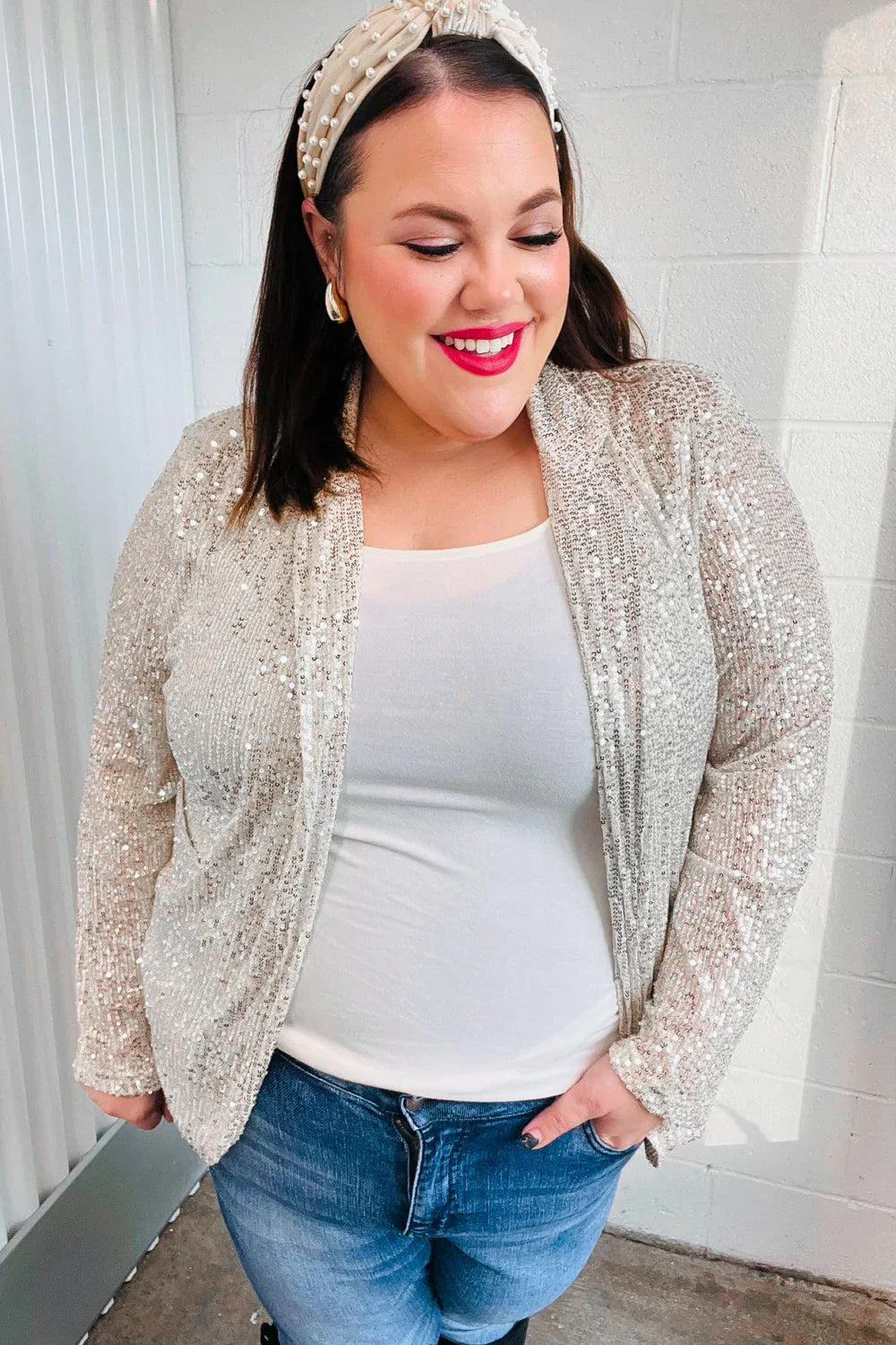 Be Your Own Star Silver Sequin Open Blazer | Daverri Fashions