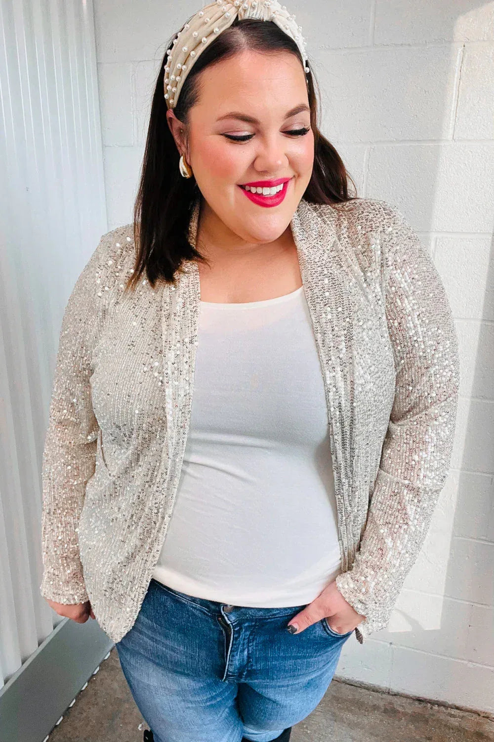 Be Your Own Star Silver Sequin Open Blazer - DAVERRI FASHIONS