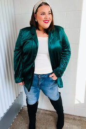 Dazzling Hunter Green Velvet Lapel Blazer | Daverri Fashions
