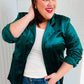 Dazzling Hunter Green Velvet Lapel Blazer - DAVERRI FASHIONS