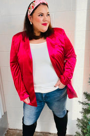 Dazzling Magenta Velvet Lapel Blazer | Daverri Fashions