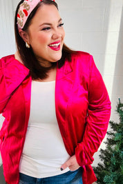 Dazzling Magenta Velvet Lapel Blazer | Daverri Fashions
