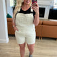 Anna High Rise Garment Dyed Cutoff Shortalls in Ecru Shortalls