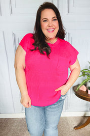 Best In Bold Hot Pink Dolman Ribbed Knit Sweater Top | 2024 Summer Blow Out Sale Daverri Fashions