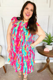 Feeling Bold Multicolor Abstract Print Tiered Ruffle Sleeve Dress | 2024 Summer Blow Out Sale Daverri Fashions