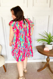 Feeling Bold Multicolor Abstract Print Tiered Ruffle Sleeve Dress | 2024 Summer Blow Out Sale Daverri Fashions