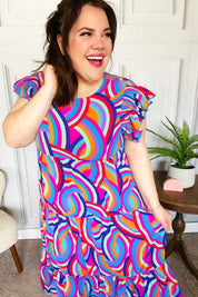 Feel Your Best Purple Abstract Print Smocked Ruffle Sleeve Maxi Dress | 07-01-25 Summer Sale Daverri Fashions