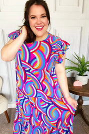 Feel Your Best Purple Abstract Print Smocked Ruffle Sleeve Maxi Dress | 07-01-25 Summer Sale Daverri Fashions