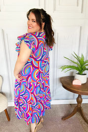 Feel Your Best Purple Abstract Print Smocked Ruffle Sleeve Maxi Dress | 07-01-25 Summer Sale Daverri Fashions