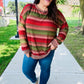 Perfectly You Olive & Mauve Stripe Two-Tone Banded Sweater Top - DAVERRI FASHIONS