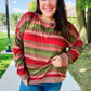 Perfectly You Olive & Mauve Stripe Two-Tone Banded Sweater Top - DAVERRI FASHIONS