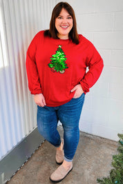 More The Merrier Red Sequin Christmas Tree Hacci Top | Daverri Fashions