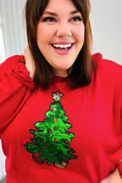 More The Merrier Red Sequin Christmas Tree Hacci Top | Daverri Fashions