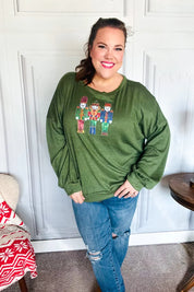 Be Merry Forest Green Nutcracker Sequin Hacci Top | Daverri Fashions