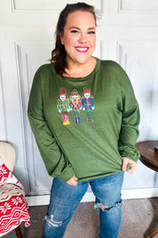 Be Merry Forest Green Nutcracker Sequin Hacci Top | Daverri Fashions