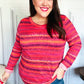 Be Bold Flame & Magenta Striped Cable Knit Print Hacci Top - DAVERRI FASHIONS