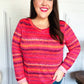Be Bold Flame & Magenta Striped Cable Knit Print Hacci Top - DAVERRI FASHIONS