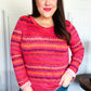 Be Bold Flame & Magenta Striped Cable Knit Print Hacci Top - DAVERRI FASHIONS