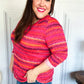 Be Bold Flame & Magenta Striped Cable Knit Print Hacci Top - DAVERRI FASHIONS