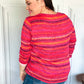 Be Bold Flame & Magenta Striped Cable Knit Print Hacci Top - DAVERRI FASHIONS