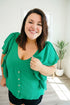 Sea Green Button Ruffle Woven Top - DAVERRI FASHIONS