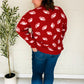Red Haptics game day football print jacquard knit sweater
