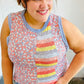 Coral & Denim Stripe Floral Print Tank Top - DAVERRI FASHIONS