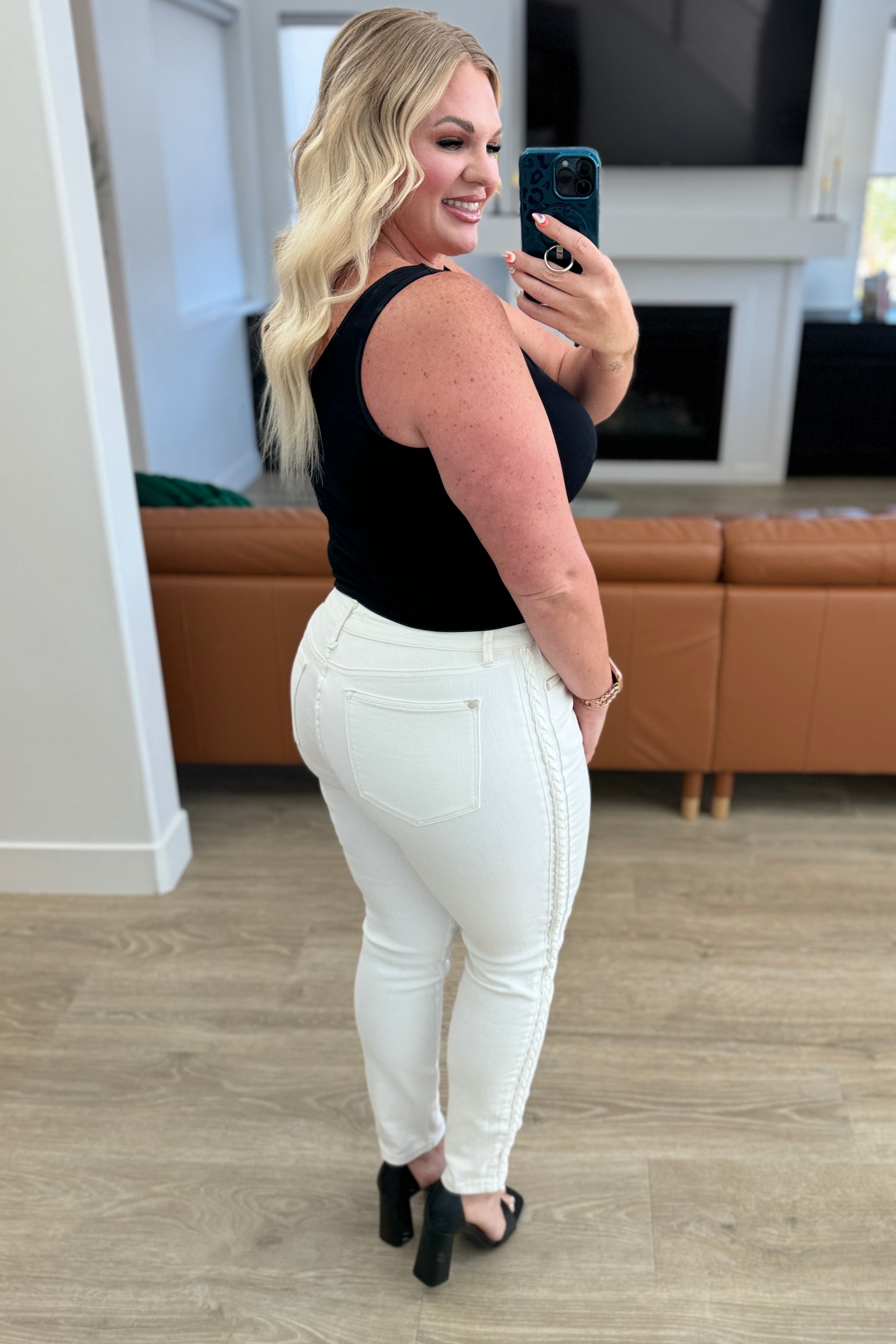 Full Size Mid Rise Braided Side Seam Relaxed Jeans | Jeans Daverri Fashions