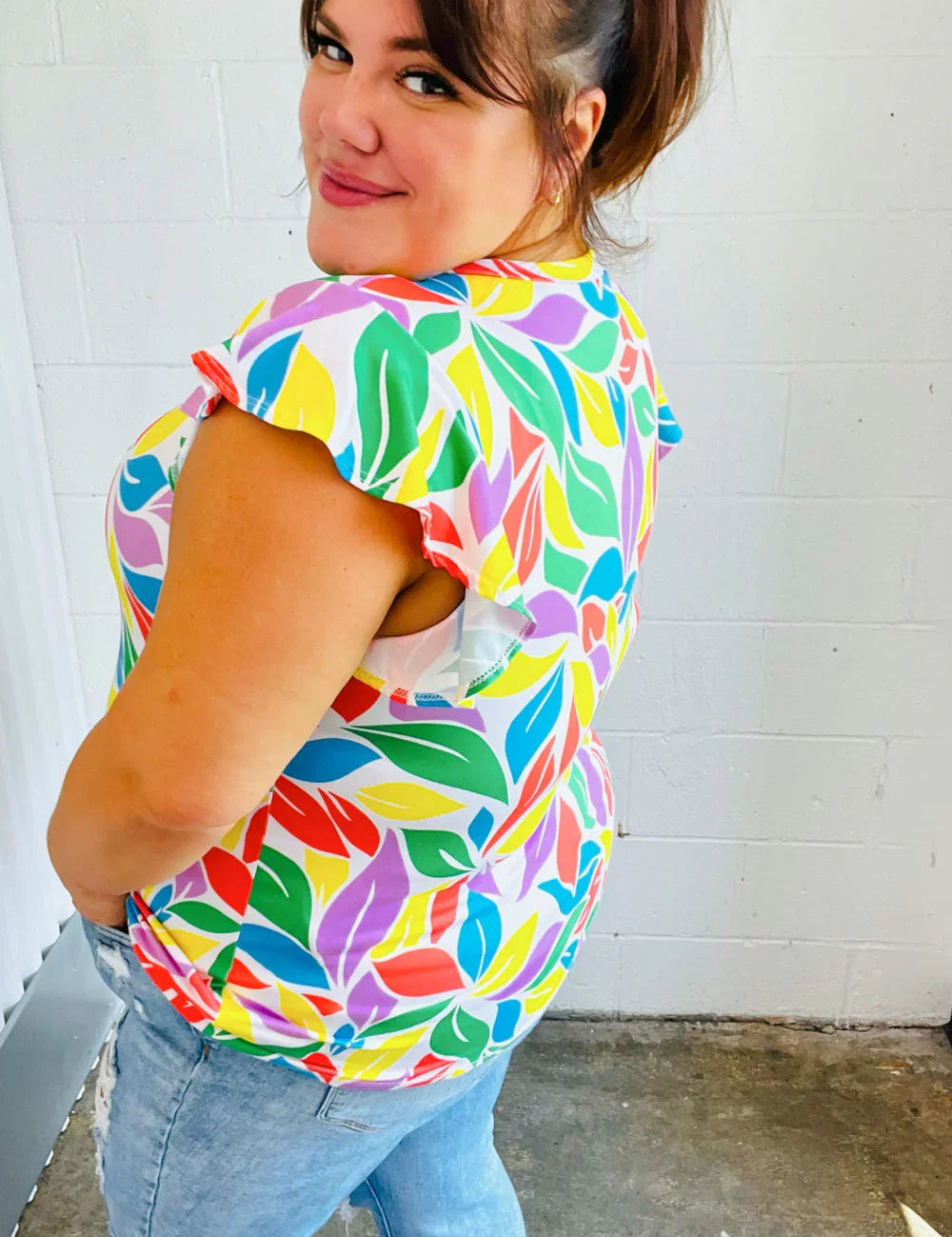 Feeling Playful Lavender & Yellow Floral Print Flutter Sleeve Top | 07-01-25 Summer Sale Daverri Fashions