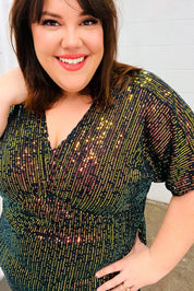 A Night To Remember Black Effervescence Sequin V Neck Dress | Daverri Fashions