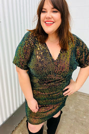 A Night To Remember Black Effervescence Sequin V Neck Dress | Daverri Fashions